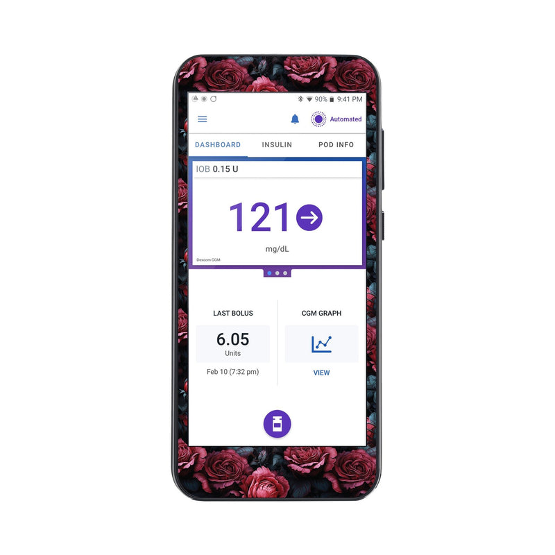 Peelz Gothic Roses Sticker for Omnipod® 5 Controller – Pump Peelz Peelz/Stickers