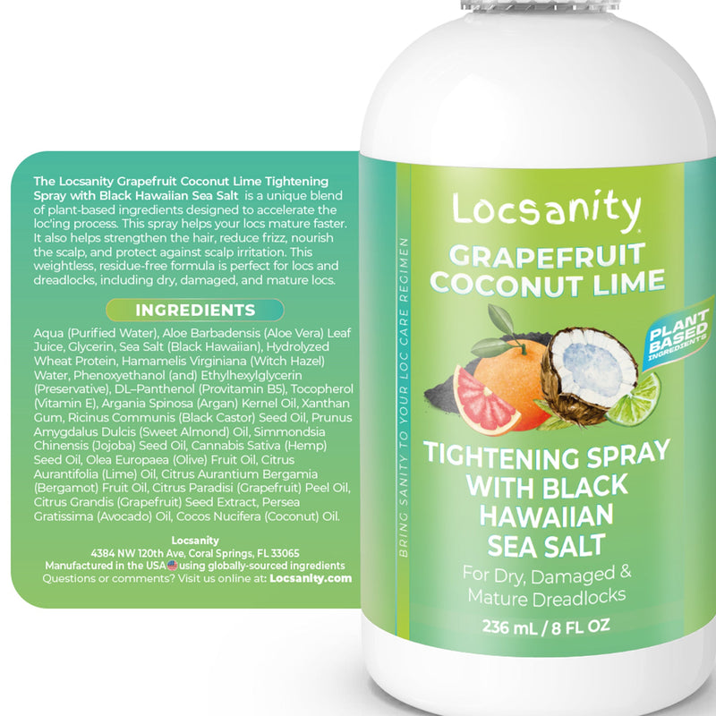 Locsanity Grapefruit Coconut Lime Moisturizing and Tightening Spray Mist w/ Black Hawaiian Sea Salt Locking & Tightening & Moisturizing