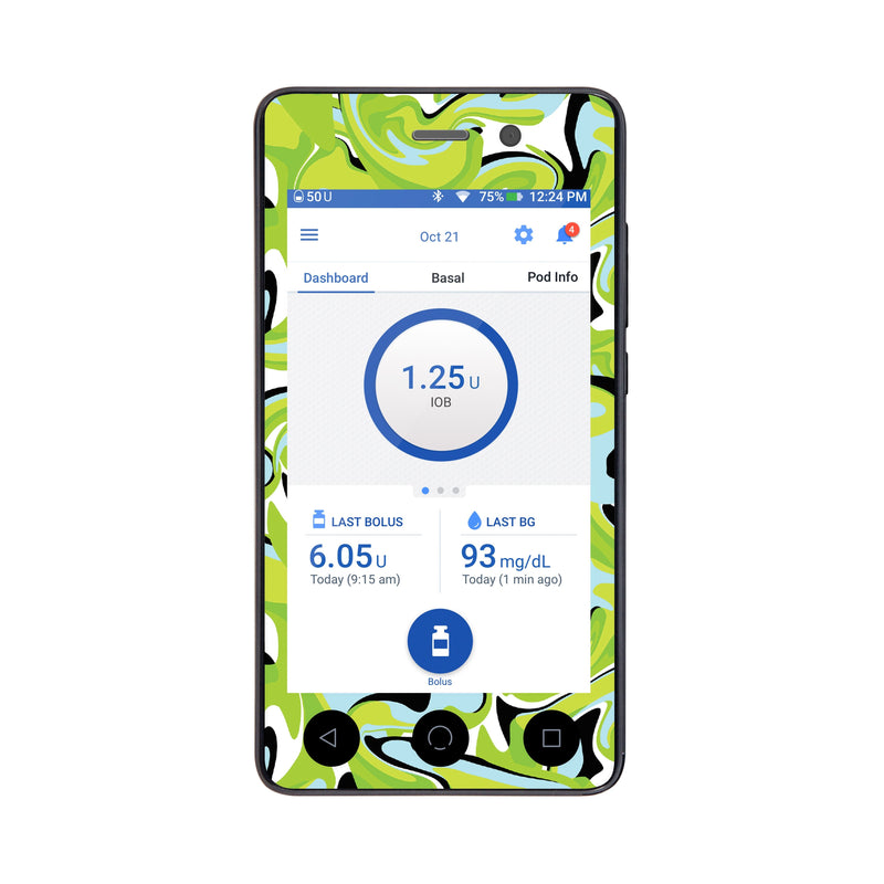 Peelz Green Flow Sticker for Omnipod DASH® PDM – Pump Peelz Peelz/Stickers
