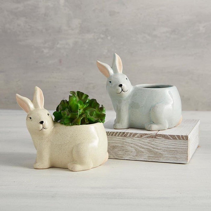 The Bullish Storegreen Rabbit Ceramic Planter | Cute Forest Bunny Shaped Succulents Flower Pot | 3" X 5"