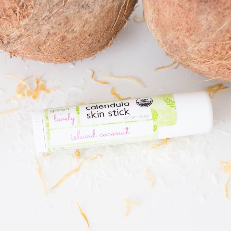 Green + Lovely Island Coconut Skin Stick - Organic Moisture Stick - Travel Size