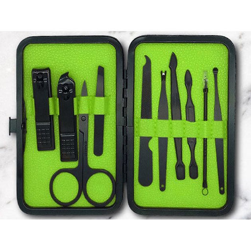 10-Piece Stainless Steel Manicure Kit - Green 8.8oz.