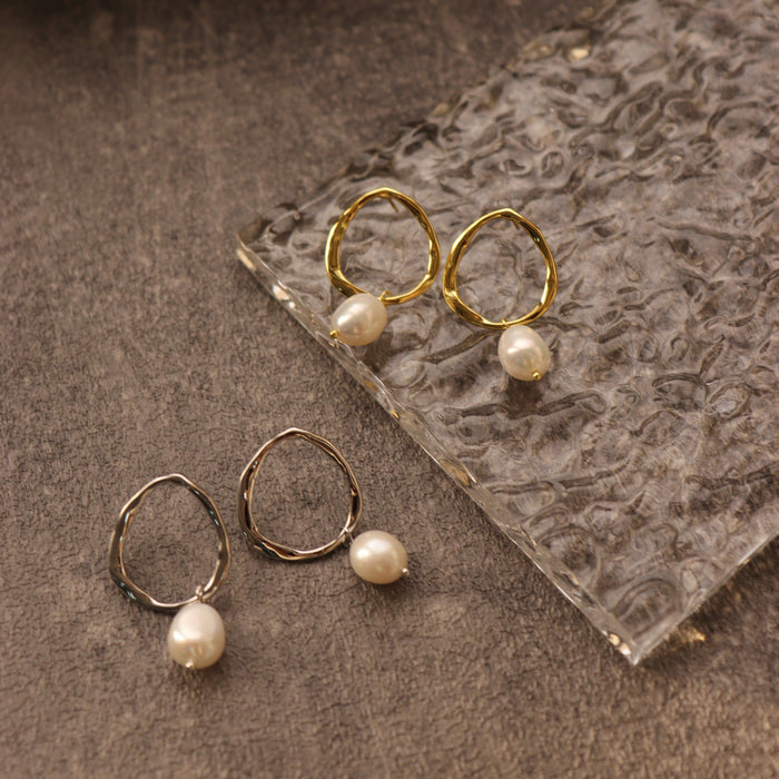 SEASHELL GOLD PEARL EARRINGS