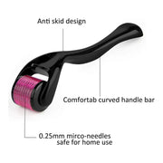 Vida Smart Vida Smart - Derma Roller DRS 540 0.25mm Titanium Needles for Hair Regrowth - Matte Black Derma Roller