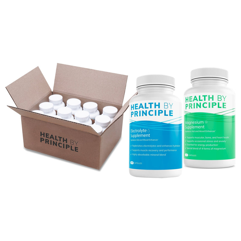 Health By Principle (No Iodine) Electrolyte and Magnesium Combo Case of 12 Bottles