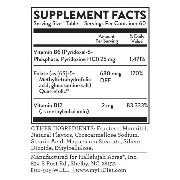 Hallelujah Diet Vitamin B12, B6, Folate Vitamins & Supplements