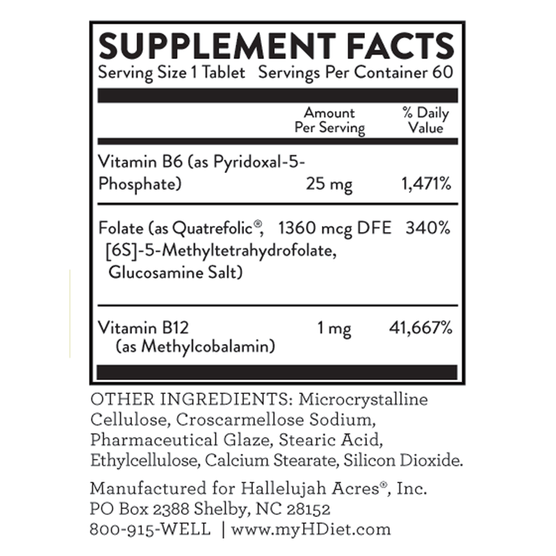 Hallelujah Diet Vitamin B12, B6, Folate Vitamins & Supplements White Smoke