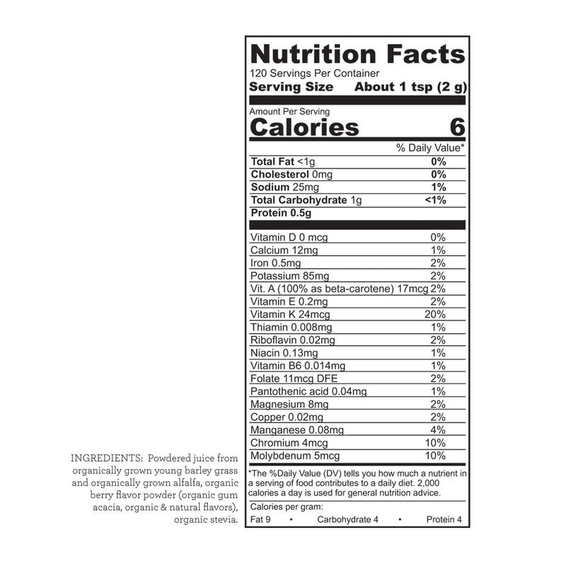 Hallelujah Diet BarleyMax - Berry Flavored (Premium Size) Dehydrated Juice Powder