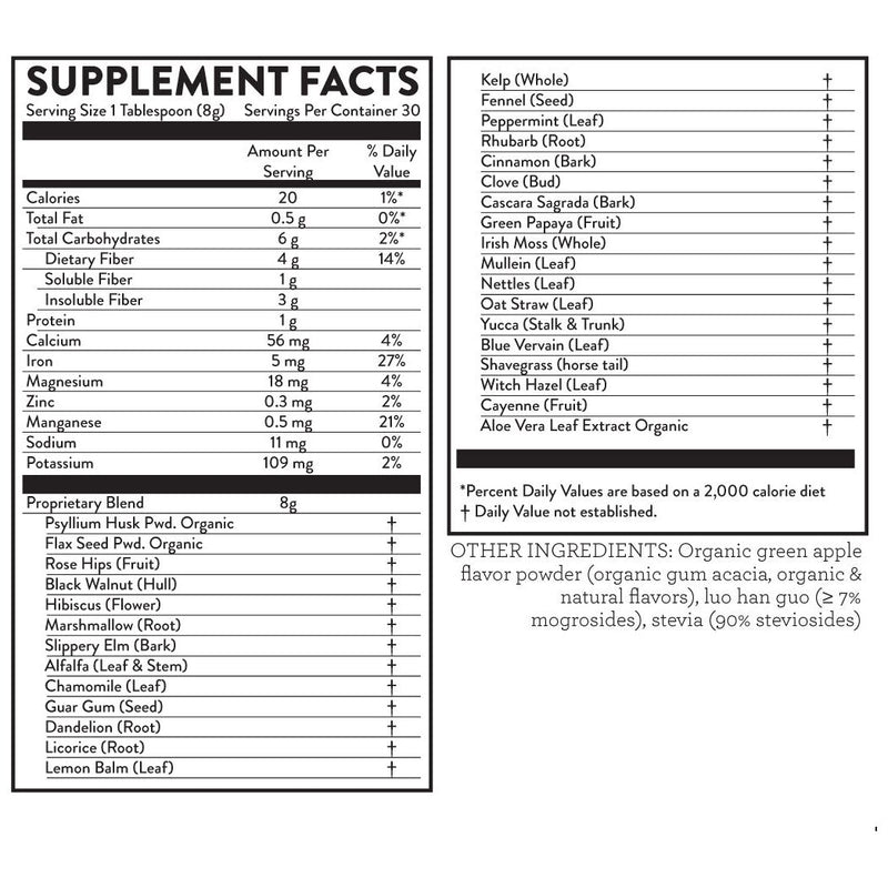 Hallelujah Diet Fiber Cleanse Powder - Natural Colon Cleanse - (Green Apple, 8 oz) Fiber and Detox