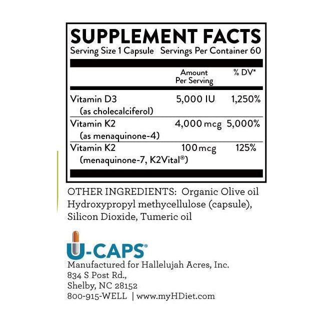 Hallelujah Diet Vitamin D3 with K2 1.5oz