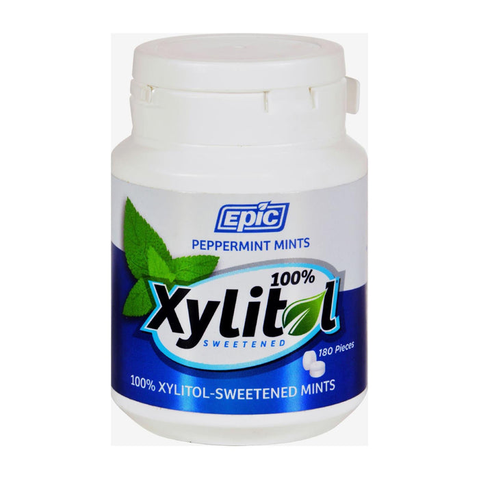 Epic Dental - Xylitol Mints - Peppermint Xylitol Bottle - 180 Pieces -Pack of 2