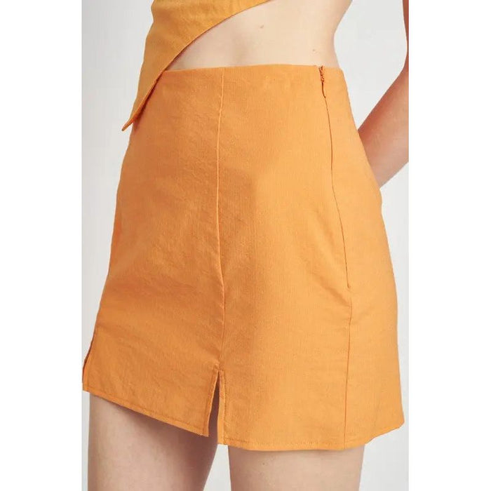 High Waist Mini Skirt With Slits