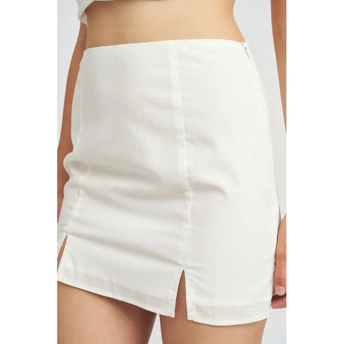 High Waist Mini Skirt With Slits