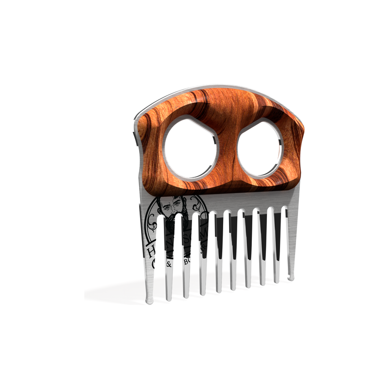 Handsome & Debonair Tiger Wood Stainless Beard Pick Styling Tools