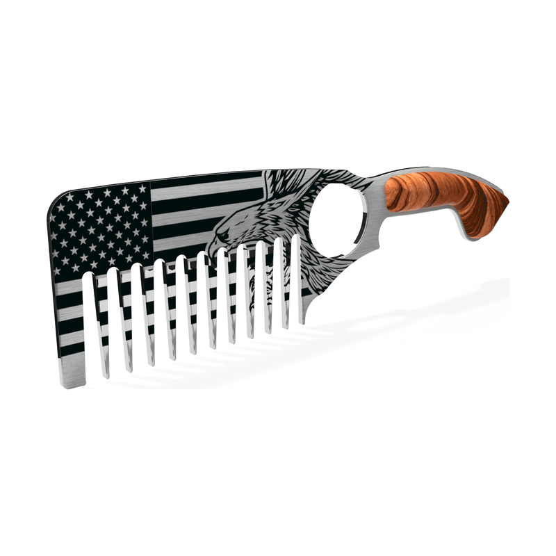 Handsome & Debonair American Flag Beard Comb Styling Tools