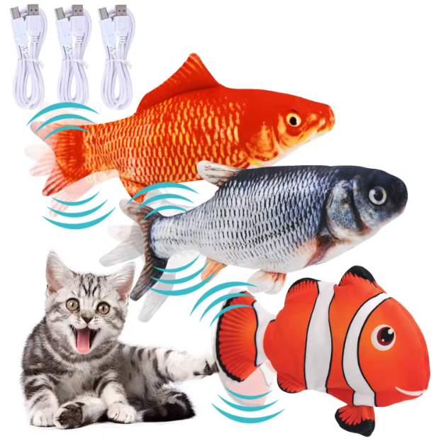 Vida Smart Vida Smart - Premium Interactive Wagging Fish Cat Toy - USB Rechargeable Plush with Realistic Movement for Endless Fun & Entertainment! Pet Toy
