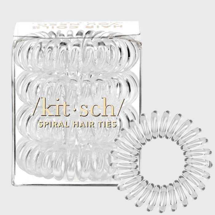Kitsch - Spiral Hair Ties 4 Pc - Clear