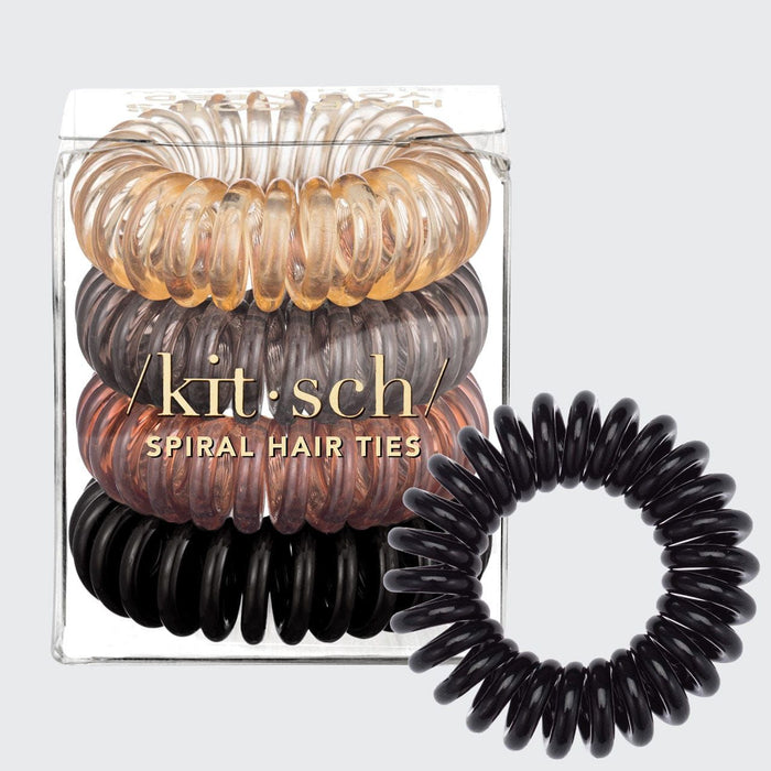 Kitsch - Spiral Hair Ties 4 Pc - Brunette