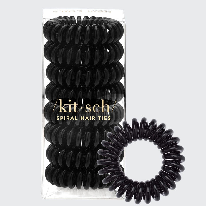 Kitsch - Spiral Hair Ties 8 Pc - Black
