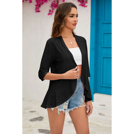 Half Sleeve Open Front Cardigan