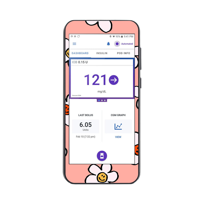 Peelz Happy Flowers Sticker for Omnipod® 5 Controller – Pump Peelz Peelz/Stickers
