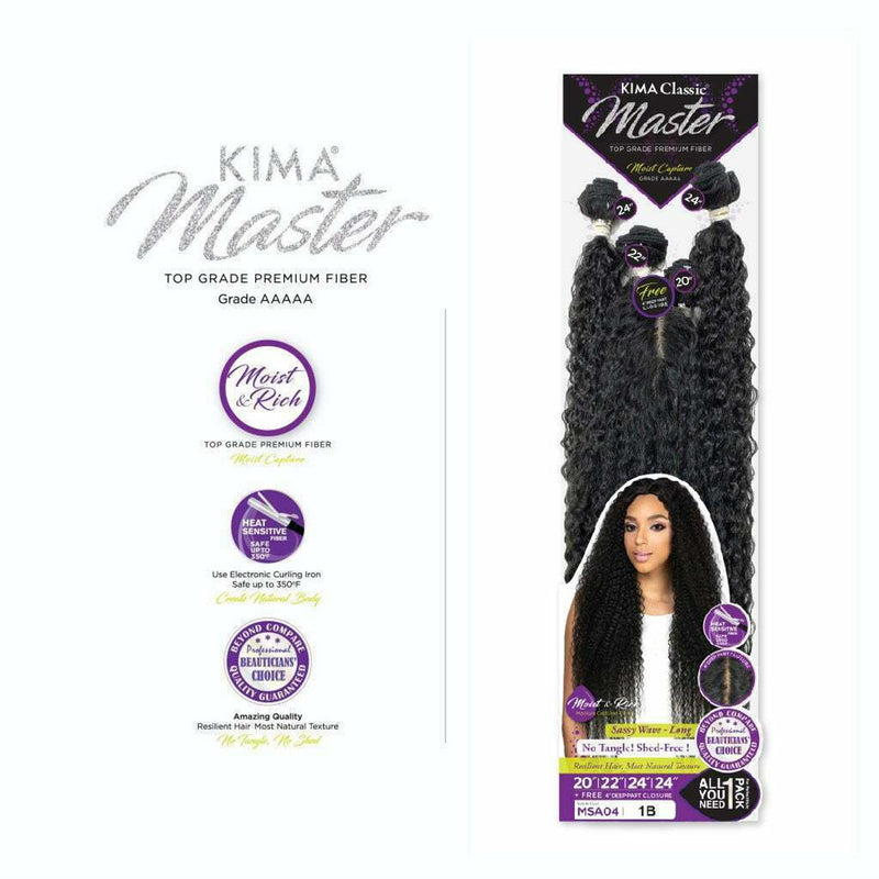 Mill's Beauty Supply Kima Classic Master MSA04 Sassy Wave-Long - 20", 22", 24", 24" + 4" Deep Part Closure