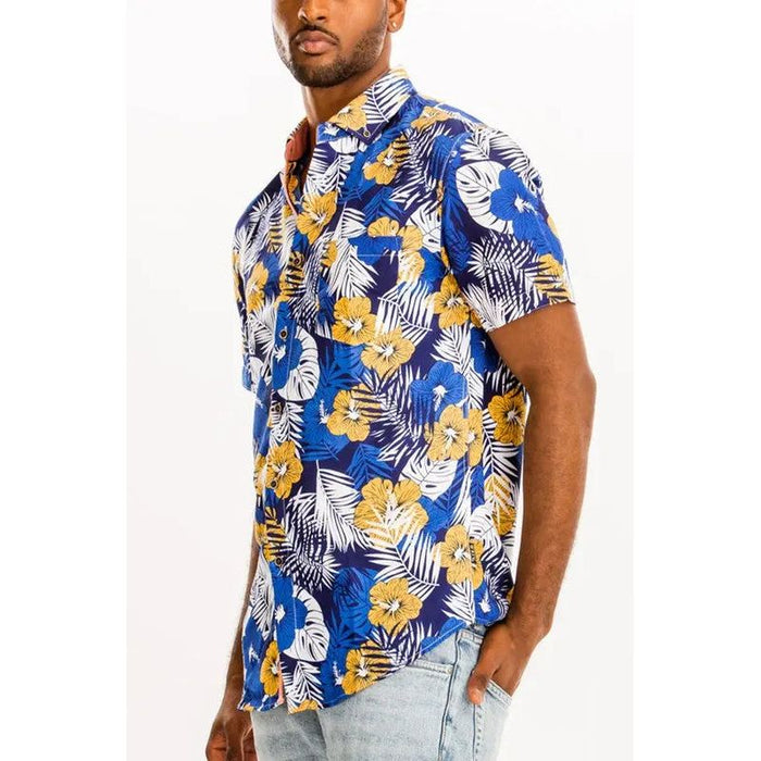 Hawaiian Print Button Down Shirt