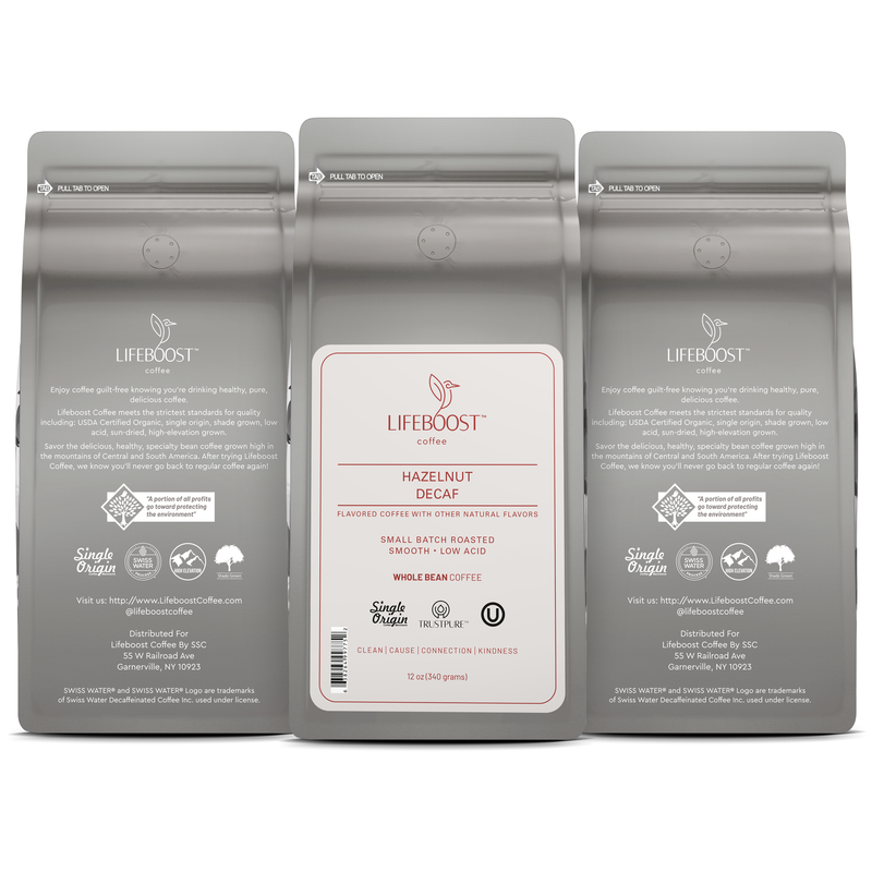 Lifeboost Coffee Hazelnut Decaf Decaf Roast