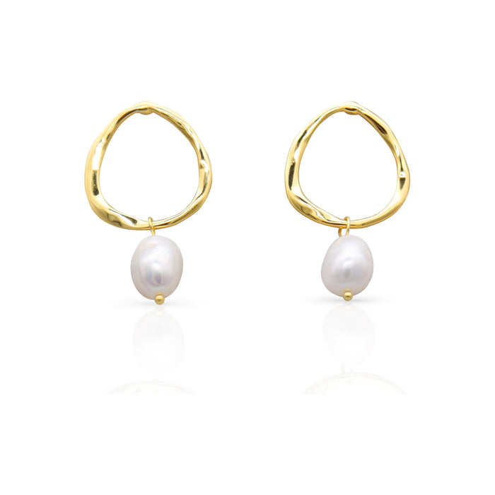 SEASHELL GOLD PEARL EARRINGS