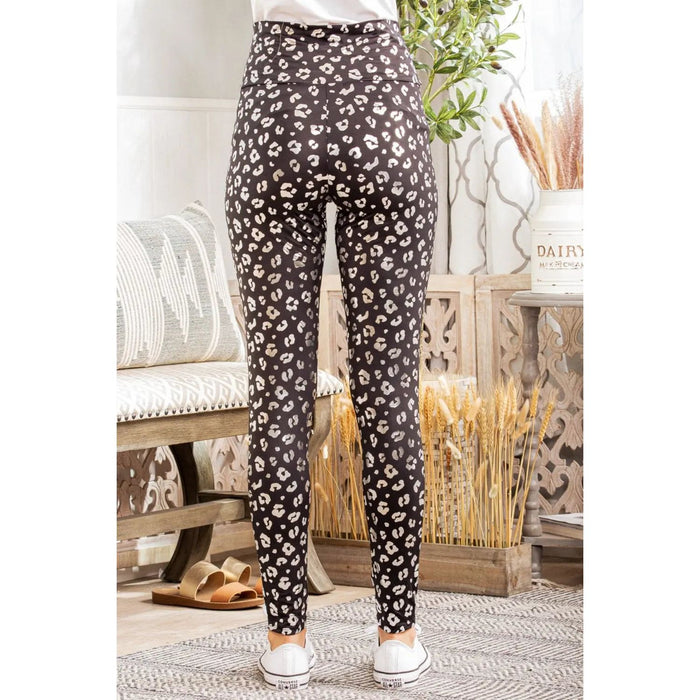 Leopard High Waist Leggings in Black