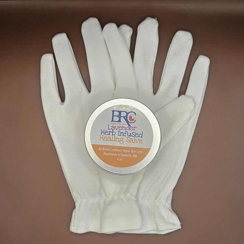 By Robin Creations New! Intense Herb-Infused Healing Balm + Cotton Gloves Set - Adult & Children Sizes Accessories & Containers