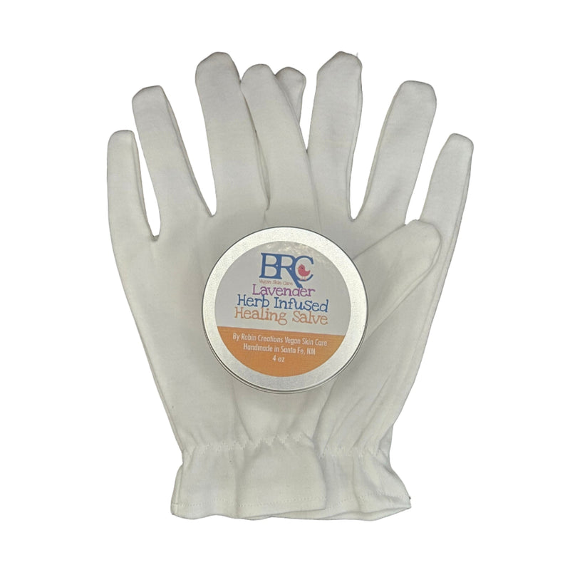 By Robin Creations New! Intense Herb-Infused Healing Balm + Cotton Gloves Set - Adult & Children Sizes Accessories & Containers