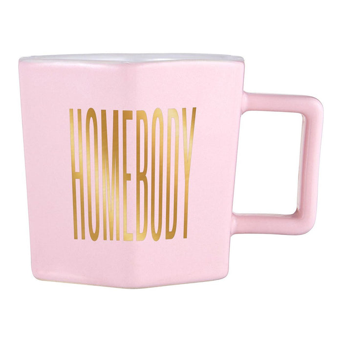 The Bullish Store - Homebody Hexagon Mug And Saucer Set In Pink With Gold Dot Pattern