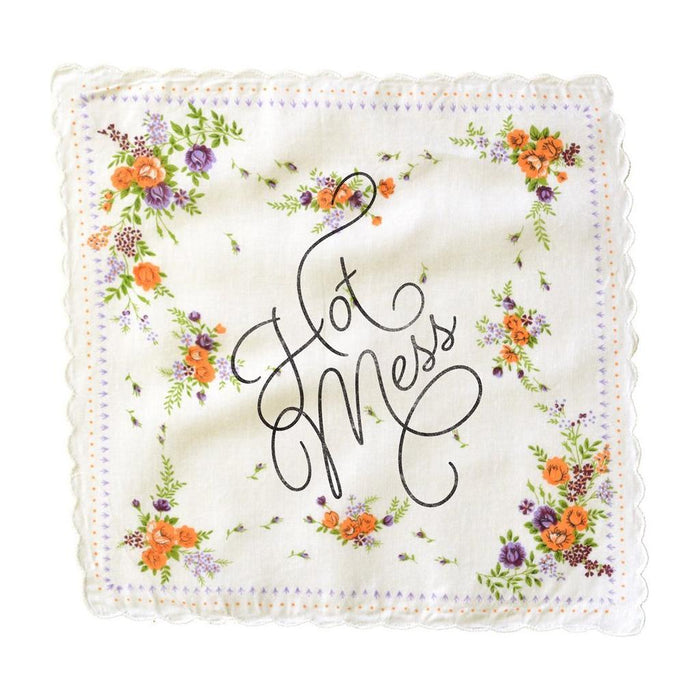 The Bullish Store - Hot Mess Hankie Retro Floral Print Cotton Handkerchief