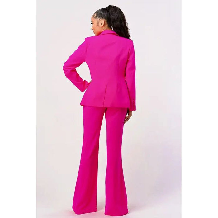 Hot Pink Sexy Cutout Two Pcs Suit