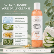 Glimmer Goddess® Organic Skin Care Organic Hydrating Facial Cleanser with Exfoliating Jojoba Beads – 8 oz Cleansers & Scrubs