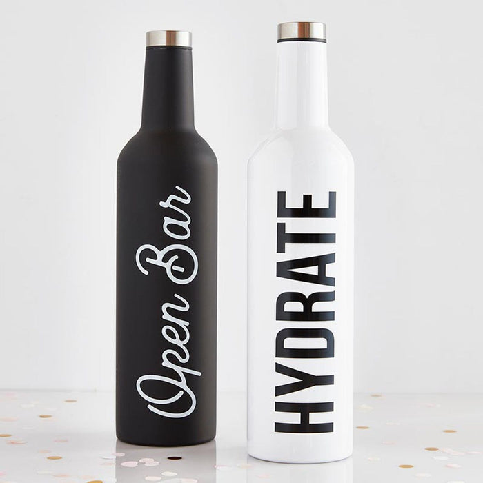 The Bullish Store - Hydrate Stainless Steel Water Or Wine Bottle In White | Holds An Entire Bottle Of Wine | 25Oz