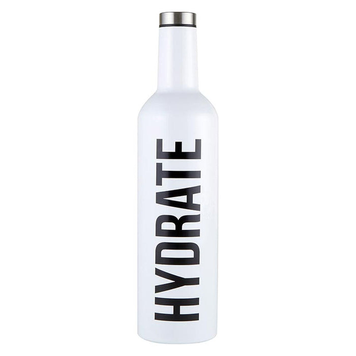 The Bullish Store - Hydrate Stainless Steel Water Or Wine Bottle In White | Holds An Entire Bottle Of Wine | 25Oz