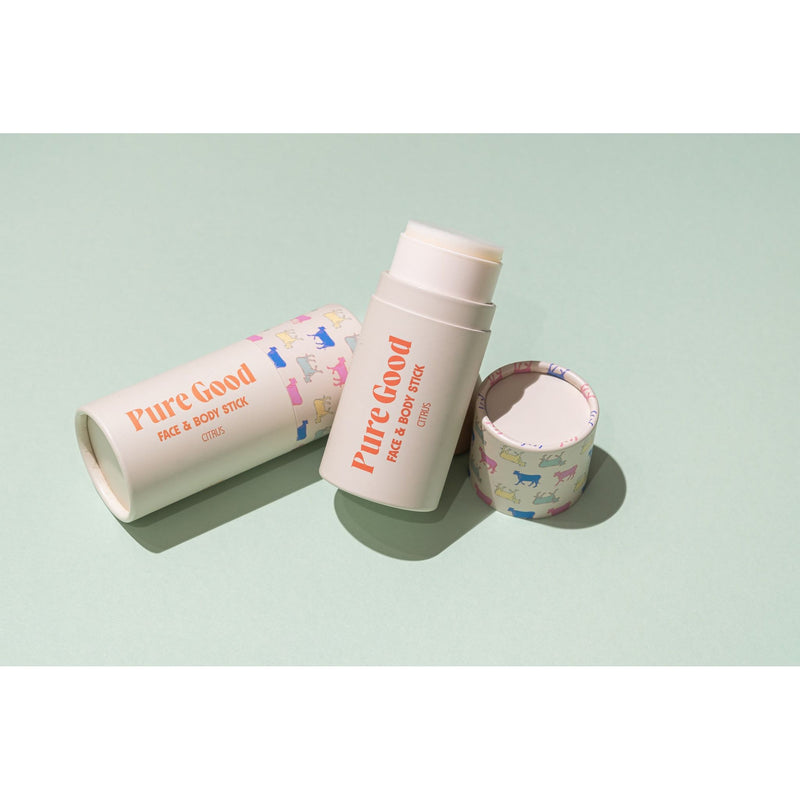 Pure Good LLC Face & Body Tallow Stick - Hydration and vitamin C for your skin. Tallow Balm Stick Light Gray