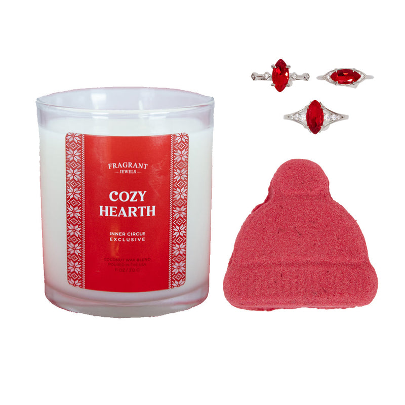 Fragrant Jewels Cozy Hearth - Candle and Bath Bomb Set Bundle (Candle & Bath Bomb)