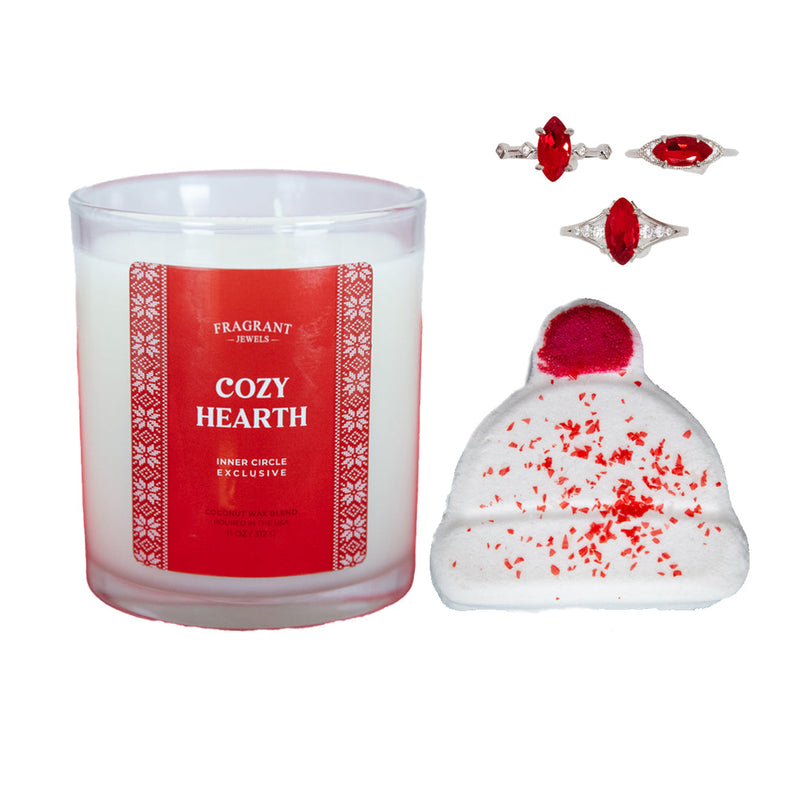 Fragrant Jewels Cozy Hearth - Candle and Bath Bomb Set Bundle (Candle & Bath Bomb)