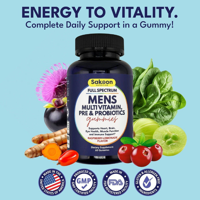 Mens Full Spectrum Multivitamin + Pre+Probiotics Gummies