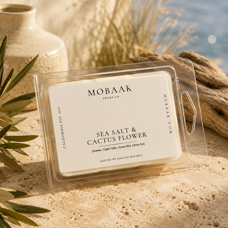 Mobaak Aromatherapy Shoppe Sea Salt & Cactus Flower Wax Melt (Wickless Tart) Soy Wax Melt | Wickless Tart Light Gray