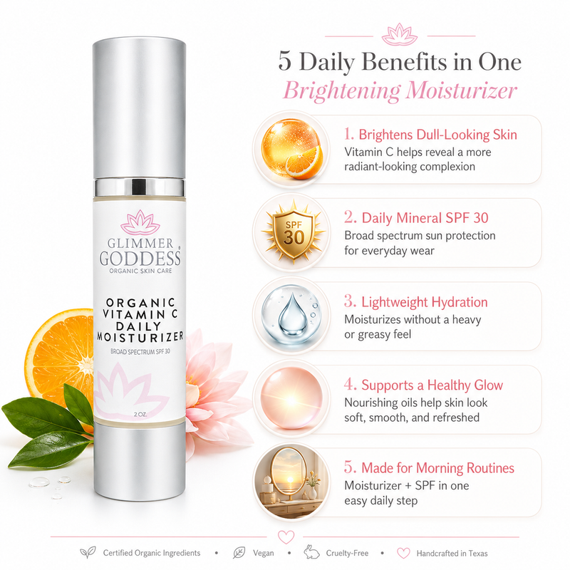 Glimmer Goddess® Organic Skin Care Organic Vitamin C Daily Moisturizer SPF 30 – Brightening Formula Moisturizers