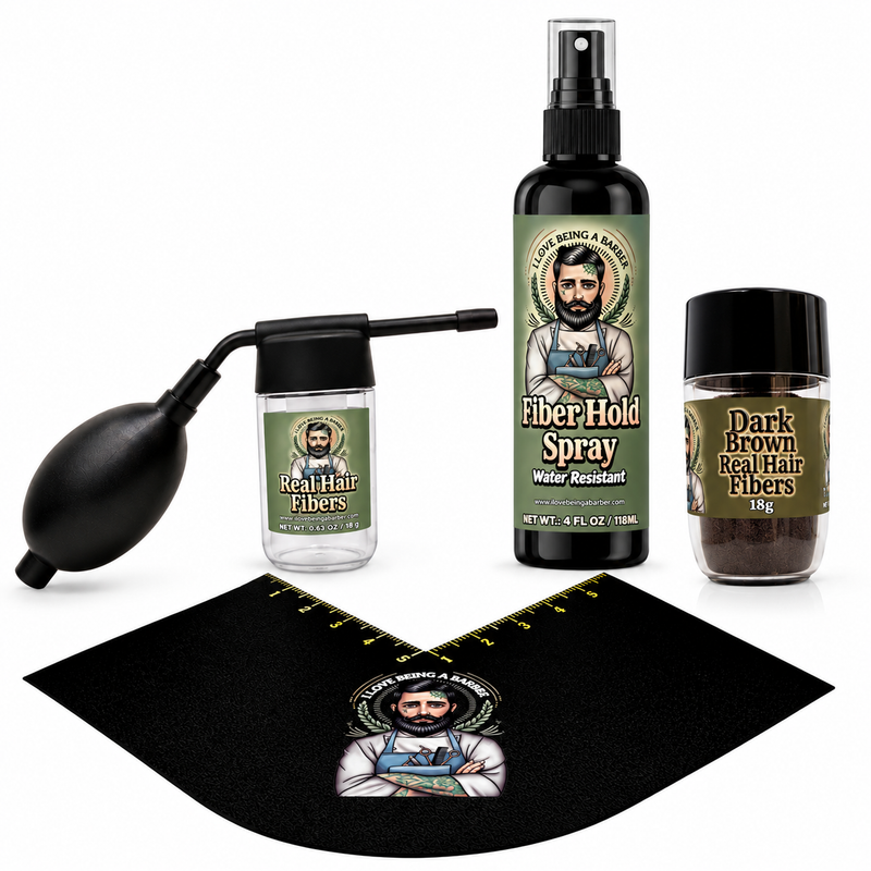 officialilovebeingabarber Real Hair Fiber Enhancement System White Smoke Black,Dark Brown