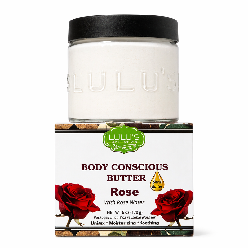Lulu’s Holistics Rosewater Whipped Body Butter – Hydrating, Skin-Softening Care Lotion & Moisturizer