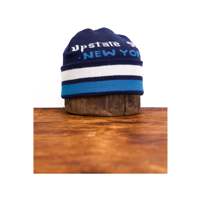 Upstate Stock New Jacquard Embroidered Beanie - Ny Blue