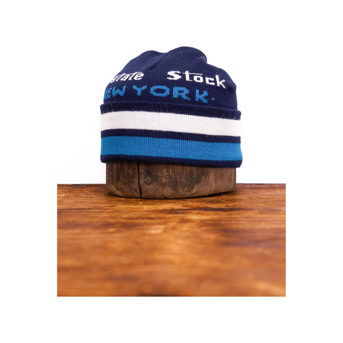 Upstate Stock New Jacquard Embroidered Beanie - Ny Blue