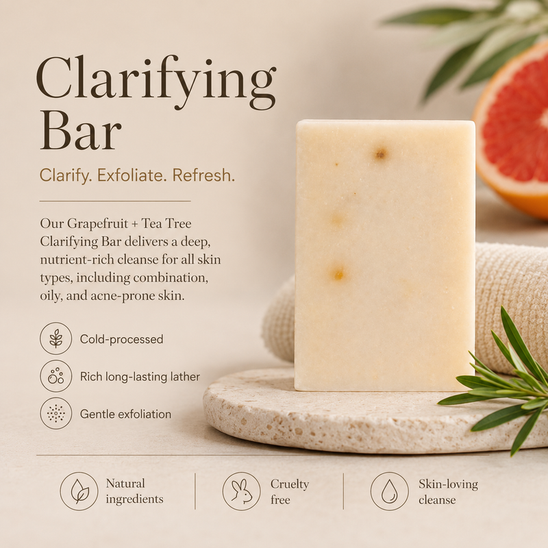 Timeless Organics Skin Care Grapefruit + Tea Tree Clarifying Bar Bar Soap Light Gray