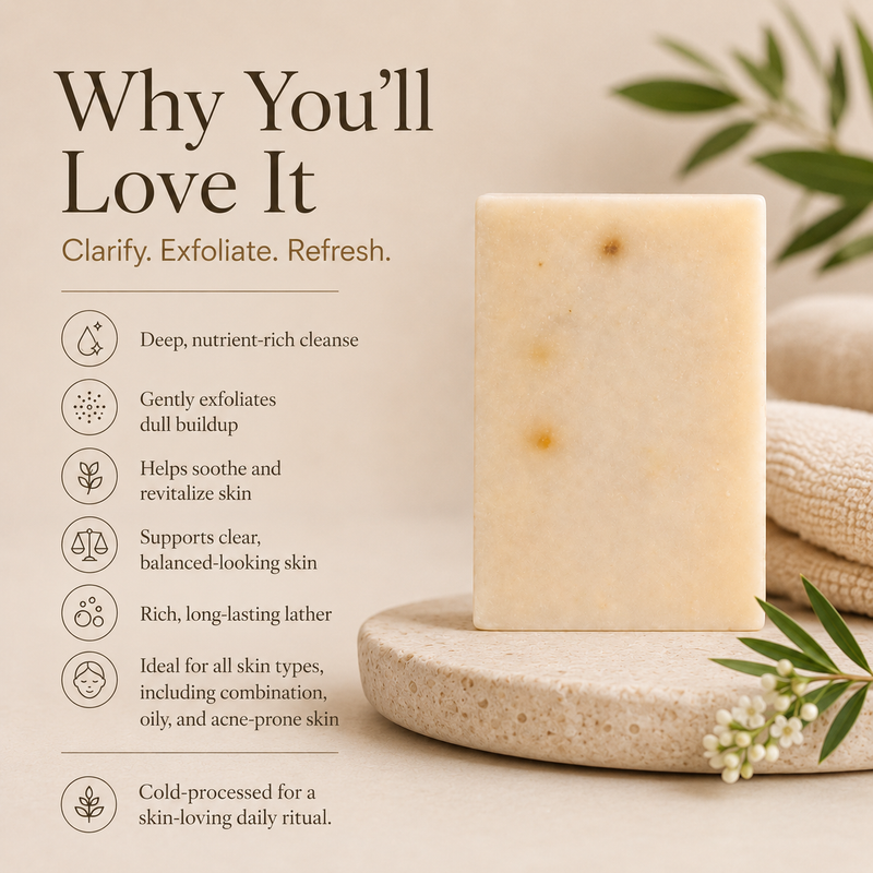Timeless Organics Skin Care Grapefruit + Tea Tree Clarifying Bar Bar Soap Light Gray